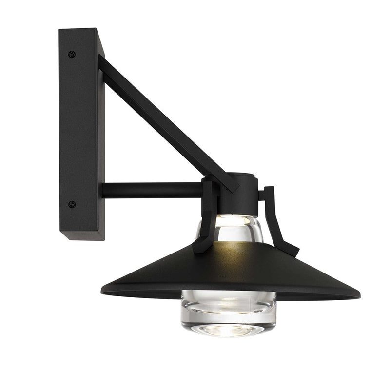Alteck Radiant 9in 1-Light Outdoor Wall Sconce | Contemporary Sand Black and Clear Glass | Covered Patio & Entryway | Model AW0043-3CCT-W-BK