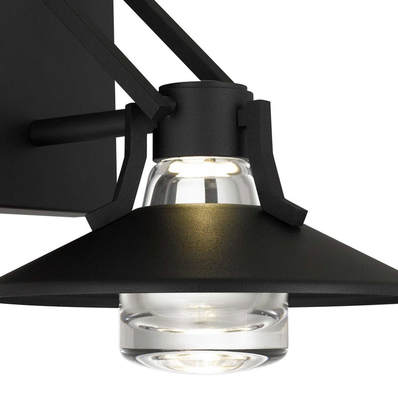 Alteck Radiant 9in 1-Light Outdoor Wall Sconce | Contemporary Sand Black and Clear Glass | Covered Patio & Entryway | Model AW0043-3CCT-W-BK