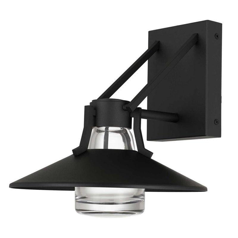 Alteck Radiant 10in LED Outdoor Wall Sconce | Contemporary Sand Black Aluminum and Clear Glass | Porch & Entryway | Model AW0044-3CCT-W-BK