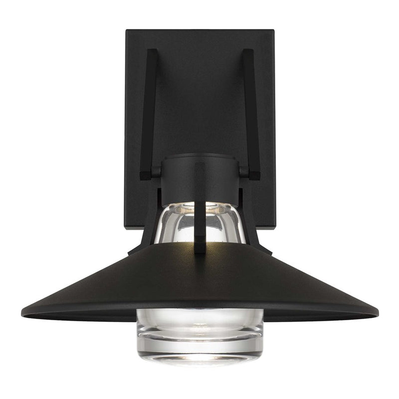 Alteck Radiant 10in LED Outdoor Wall Sconce | Contemporary Sand Black Aluminum and Clear Glass | Porch & Entryway | Model AW0044-3CCT-W-BK