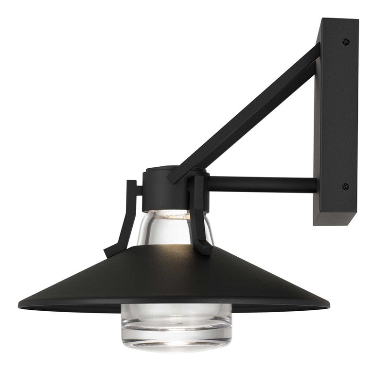 Alteck Radiant 10in LED Outdoor Wall Sconce | Contemporary Sand Black Aluminum and Clear Glass | Porch & Entryway | Model AW0044-3CCT-W-BK