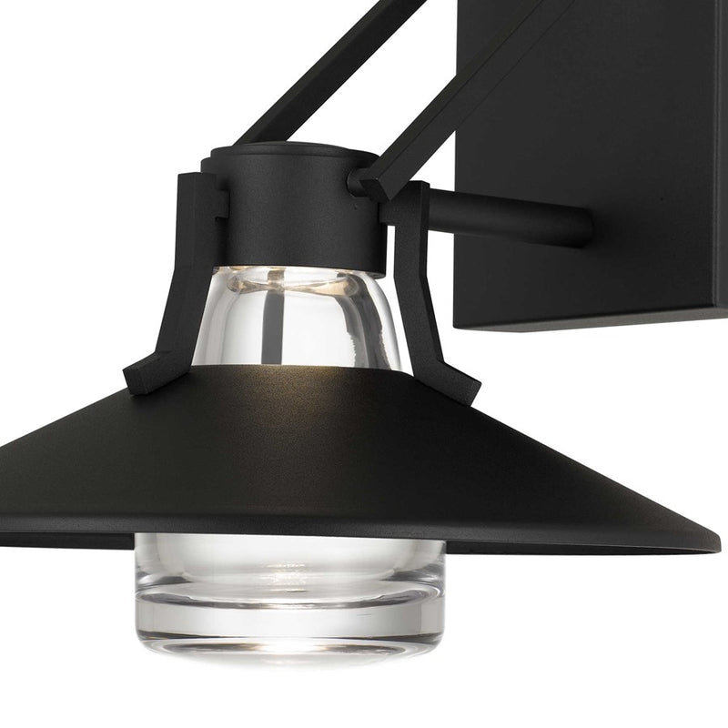 Alteck Radiant 10in LED Outdoor Wall Sconce | Contemporary Sand Black Aluminum and Clear Glass | Porch & Entryway | Model AW0044-3CCT-W-BK