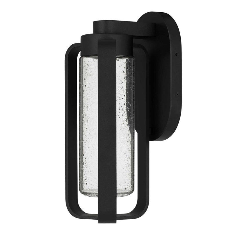 Alteck Clover 12in 1-Light LED Outdoor Sconce | Contemporary Sand Black and Clear Seedy Glass | Entryway & Covered Patio | Model AW0047-3CCT-W-BK