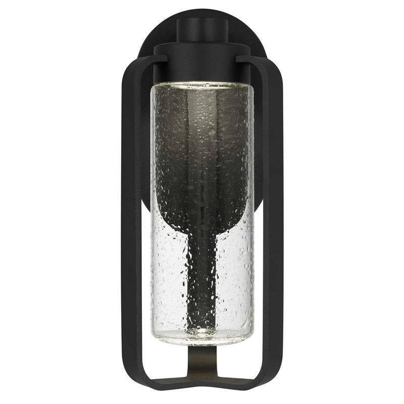 Alteck Clover 12in 1-Light LED Outdoor Sconce | Contemporary Sand Black and Clear Seedy Glass | Entryway & Covered Patio | Model AW0047-3CCT-W-BK