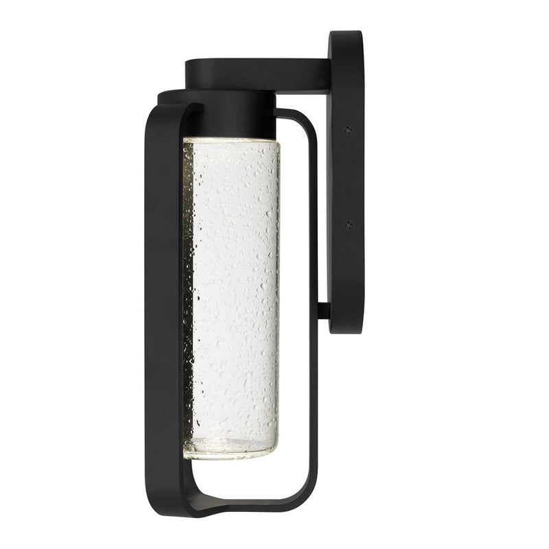 Alteck Clover 12in 1-Light LED Outdoor Sconce | Contemporary Sand Black and Clear Seedy Glass | Entryway & Covered Patio | Model AW0047-3CCT-W-BK