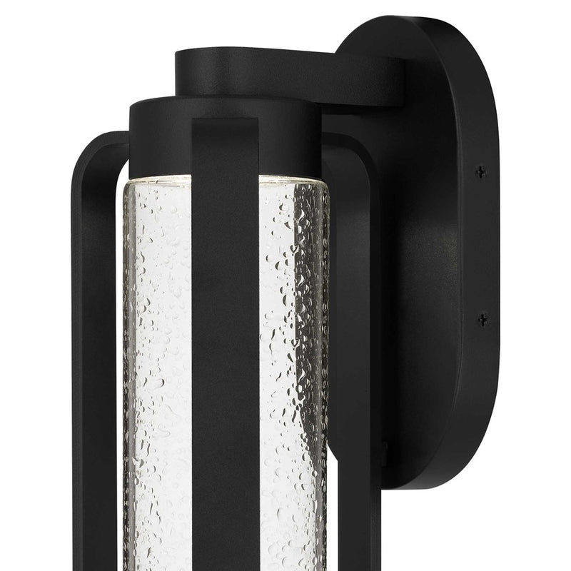 Alteck Clover 12in 1-Light LED Outdoor Sconce | Contemporary Sand Black and Clear Seedy Glass | Entryway & Covered Patio | Model AW0047-3CCT-W-BK