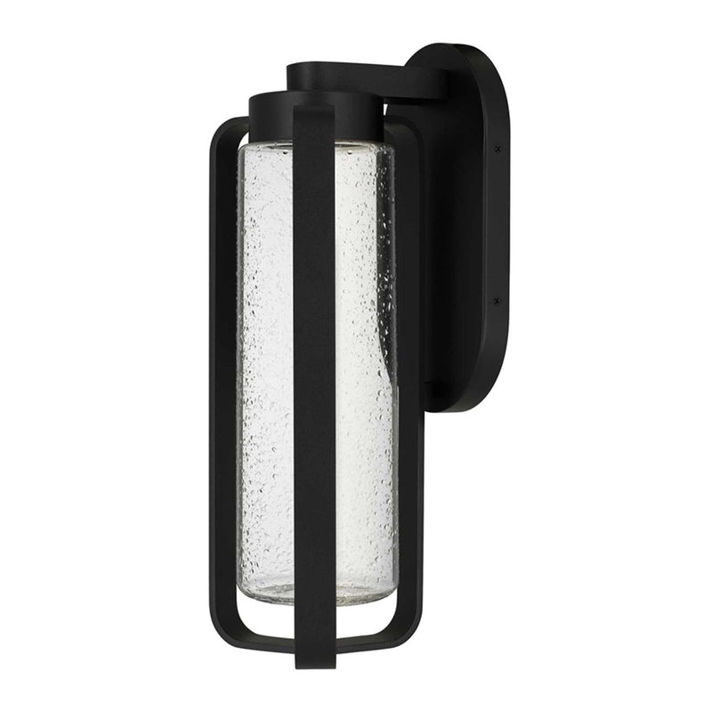 Alteck Clover 15.5in 1-Light LED Outdoor Wall Sconce | Contemporary Sand Black and Clear Seeded Glass | Entryway & Covered | Model AW0048-3CCT-W-BK