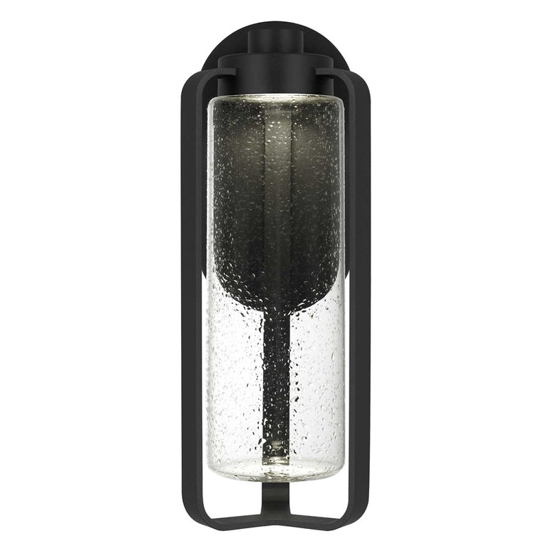 Alteck Clover 15.5in 1-Light LED Outdoor Wall Sconce | Contemporary Sand Black and Clear Seeded Glass | Entryway & Covered | Model AW0048-3CCT-W-BK