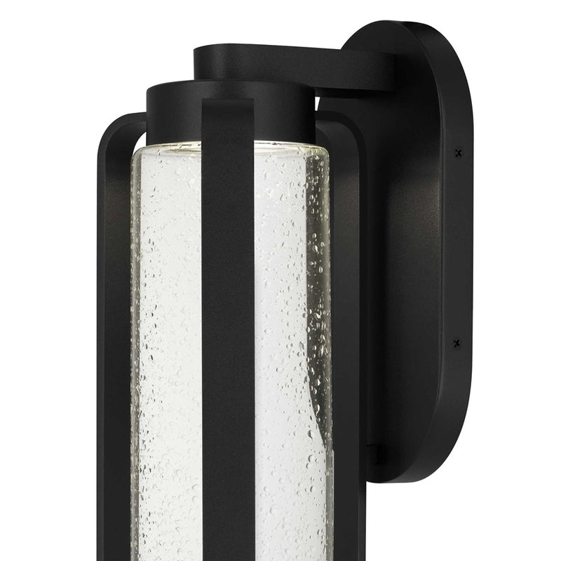 Alteck Clover 15.5in 1-Light LED Outdoor Wall Sconce | Contemporary Sand Black and Clear Seeded Glass | Entryway & Covered | Model AW0048-3CCT-W-BK