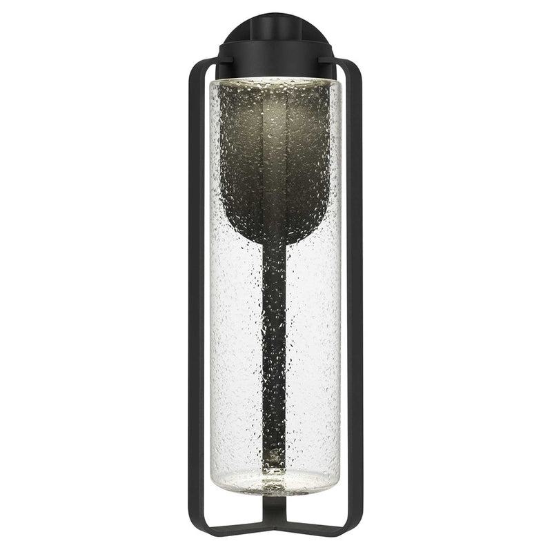 Alteck Clover 20in 1-Light Outdoor Sconce | Contemporary Sand Black and Clear Seeded Glass | Covered Patio & Entryway | Model AW0049-3CCT-W-BK