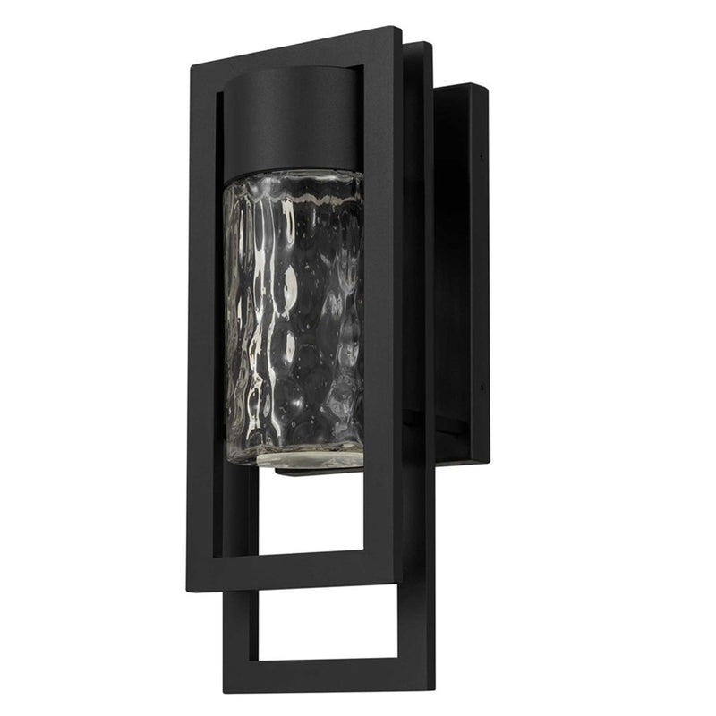 Alteck 2 Step 15in LED Outdoor Sconce | Contemporary Sand Black and Clear Hammered Glass | Entryway & Patio | 5.75 x 15 in | Model AW0050-3CCT-W-BK