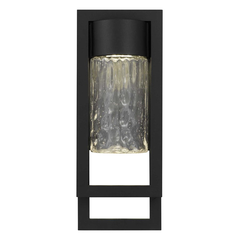 Alteck 2 Step 15in LED Outdoor Sconce | Contemporary Sand Black and Clear Hammered Glass | Entryway & Patio | 5.75 x 15 in | Model AW0050-3CCT-W-BK