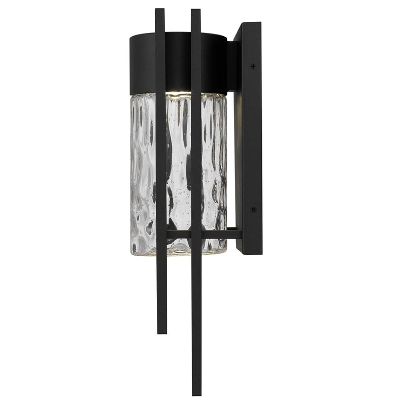 Alteck 2 Step 15in LED Outdoor Sconce | Contemporary Sand Black and Clear Hammered Glass | Entryway & Patio | 5.75 x 15 in | Model AW0050-3CCT-W-BK