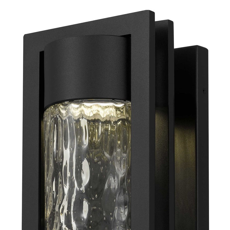 Alteck 2 Step 15in LED Outdoor Sconce | Contemporary Sand Black and Clear Hammered Glass | Entryway & Patio | 5.75 x 15 in | Model AW0050-3CCT-W-BK