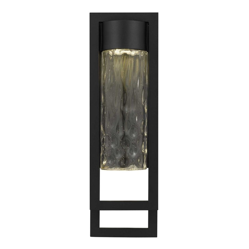 Alteck 2 Step 19in 1-Light Outdoor Sconce | Contemporary Sand Black and Clear Hammered Glass | Entryway & Patio | Model AW0051-3CCT-W-BK