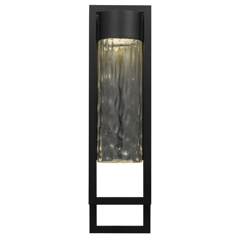 Alteck 2 Step 25in 1-Light Outdoor Sconce | Contemporary Sand Black and Clear Hammered Glass | Entryway & Patio | Model AW0052-3CCT-W-BK