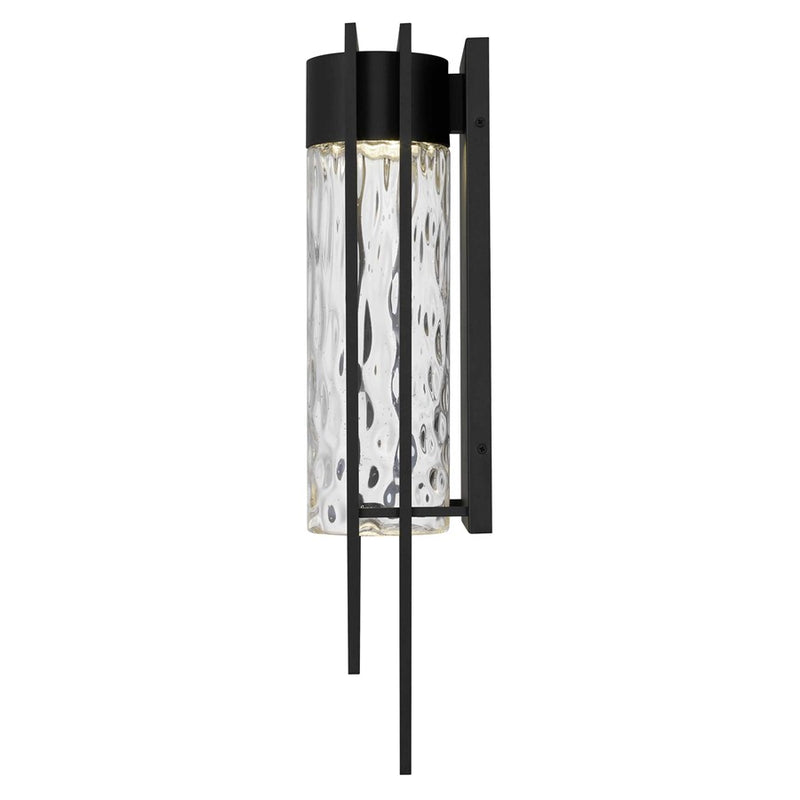 Alteck 2 Step 25in 1-Light Outdoor Sconce | Contemporary Sand Black and Clear Hammered Glass | Entryway & Patio | Model AW0052-3CCT-W-BK