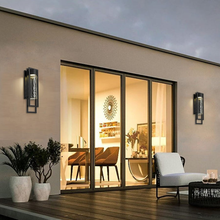 Alteck 2 Step 25" LED Outdoor Sconce, Black/Clear, Sand Black