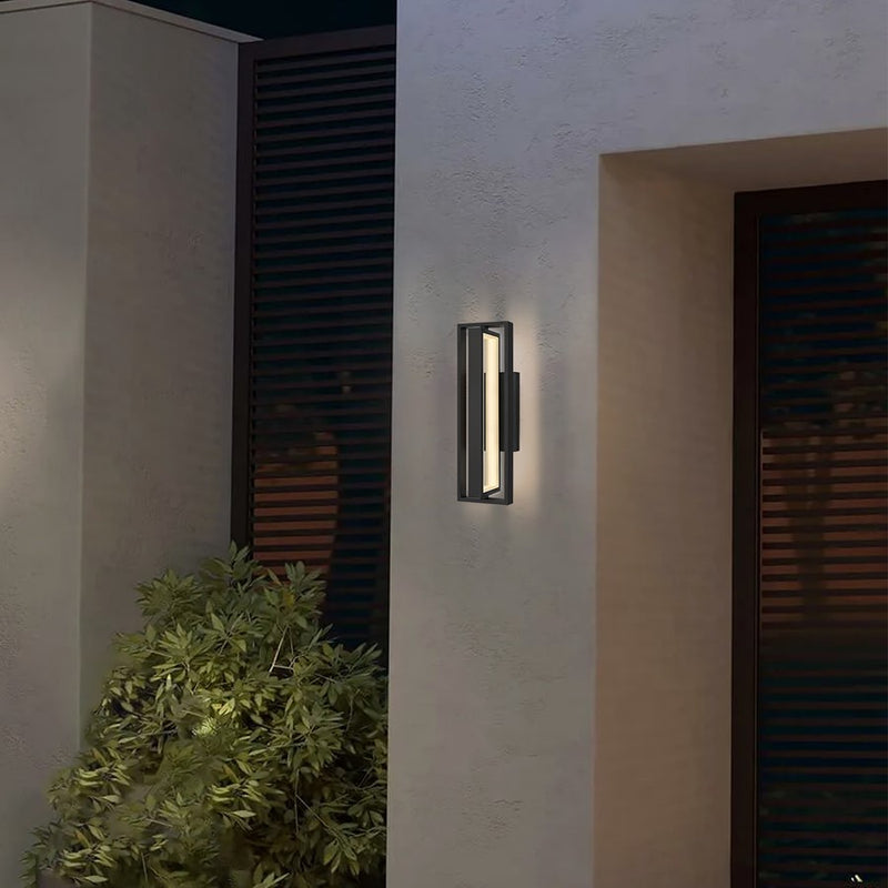 Alteck In/Out 18in 1-Light Outdoor Sconce | Contemporary Sand Black and Frosted Acrylic | Covered Patio & Entryway | Model AW0053-30-W-BK