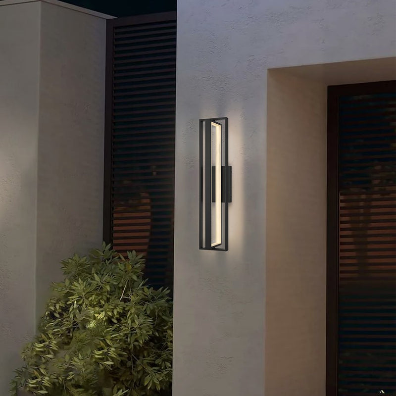 Alteck In/Out 32.5in LED Outdoor Wall Sconce | Contemporary Sand Black Aluminum and Frosted Acrylic | Patio & Corridor | Model AW0055-30-W-BK