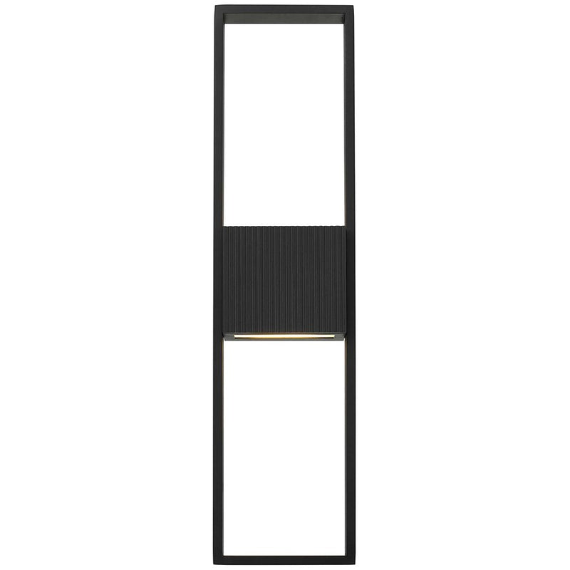 Alteck Miami 24in 1-Light LED Outdoor Sconce | Art Deco Sand Black Aluminum and Sand Blast Glass | Entryway & Patio | Model AW0057-3CCT-W-BK