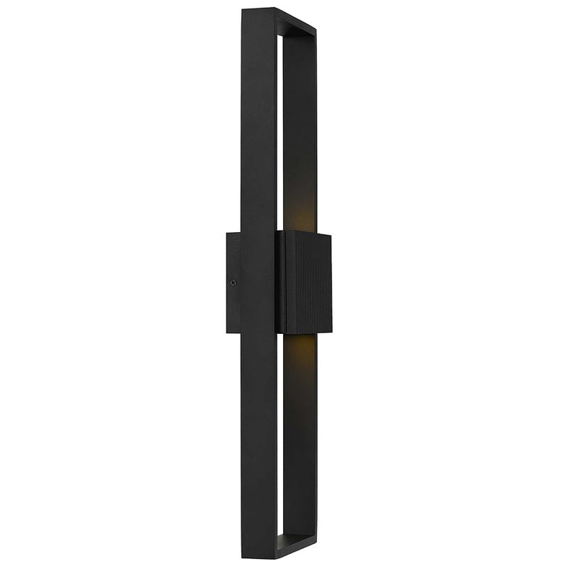 Alteck Miami 24in 1-Light LED Outdoor Sconce | Art Deco Sand Black Aluminum and Sand Blast Glass | Entryway & Patio | Model AW0057-3CCT-W-BK