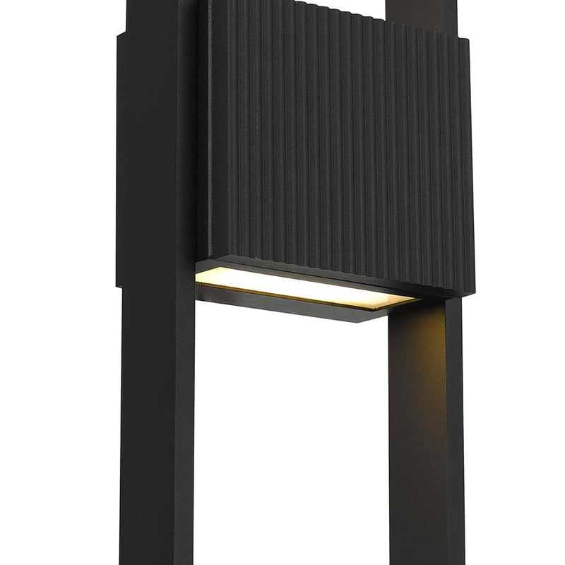Alteck Miami 24in 1-Light LED Outdoor Sconce | Art Deco Sand Black Aluminum and Sand Blast Glass | Entryway & Patio | Model AW0057-3CCT-W-BK