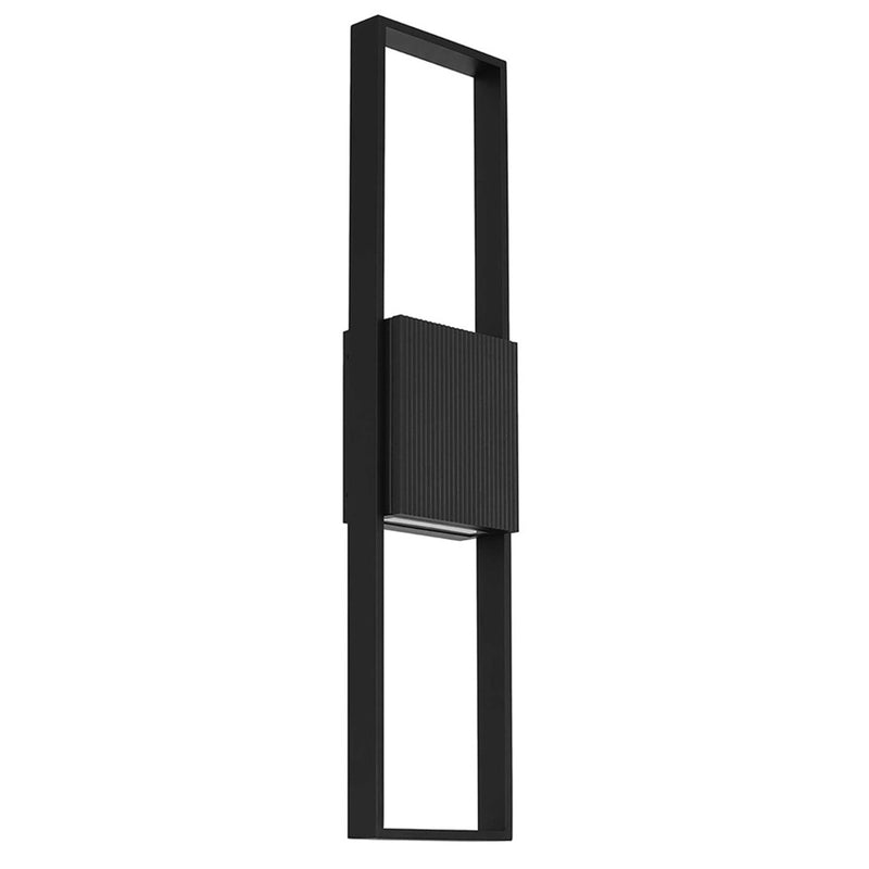 Alteck Miami 32in 1-Light Outdoor Sconce | Art Deco Sand Black and Sand Blast Glass | Entryway & Covered Patio | Model AW0058-3CCT-W-BK