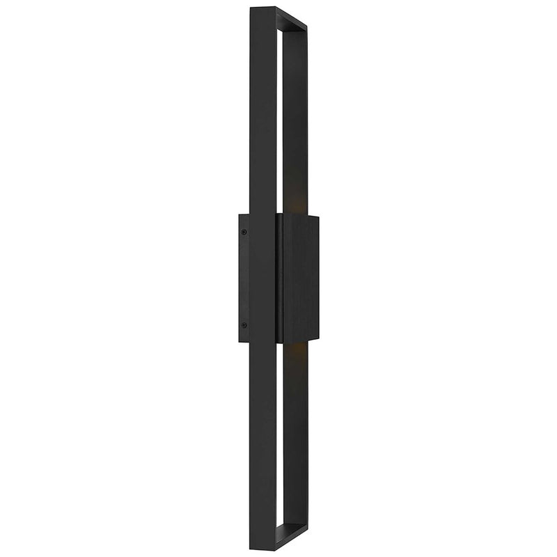 Alteck Miami 32in 1-Light Outdoor Sconce | Art Deco Sand Black and Sand Blast Glass | Entryway & Covered Patio | Model AW0058-3CCT-W-BK