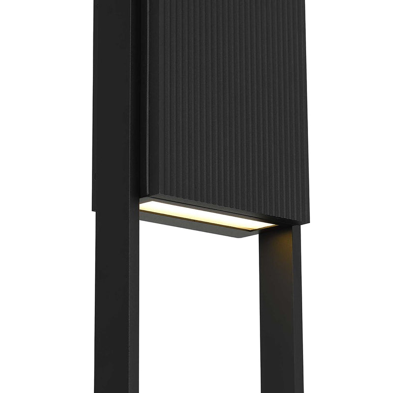 Alteck Miami 32in 1-Light Outdoor Sconce | Art Deco Sand Black and Sand Blast Glass | Entryway & Covered Patio | Model AW0058-3CCT-W-BK