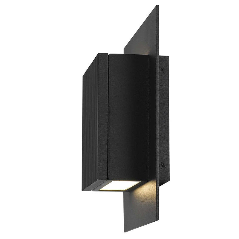 Alteck Miami 10in 1-Light Outdoor Sconce | Art Deco Sand Black and Sand Blast Glass | Covered Patio & Entryway | Model AW0059-3CCT-W-BK