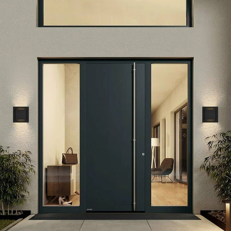 Alteck Miami 10in 1-Light Outdoor Sconce | Art Deco Sand Black and Sand Blast Glass | Covered Patio & Entryway | Model AW0059-3CCT-W-BK