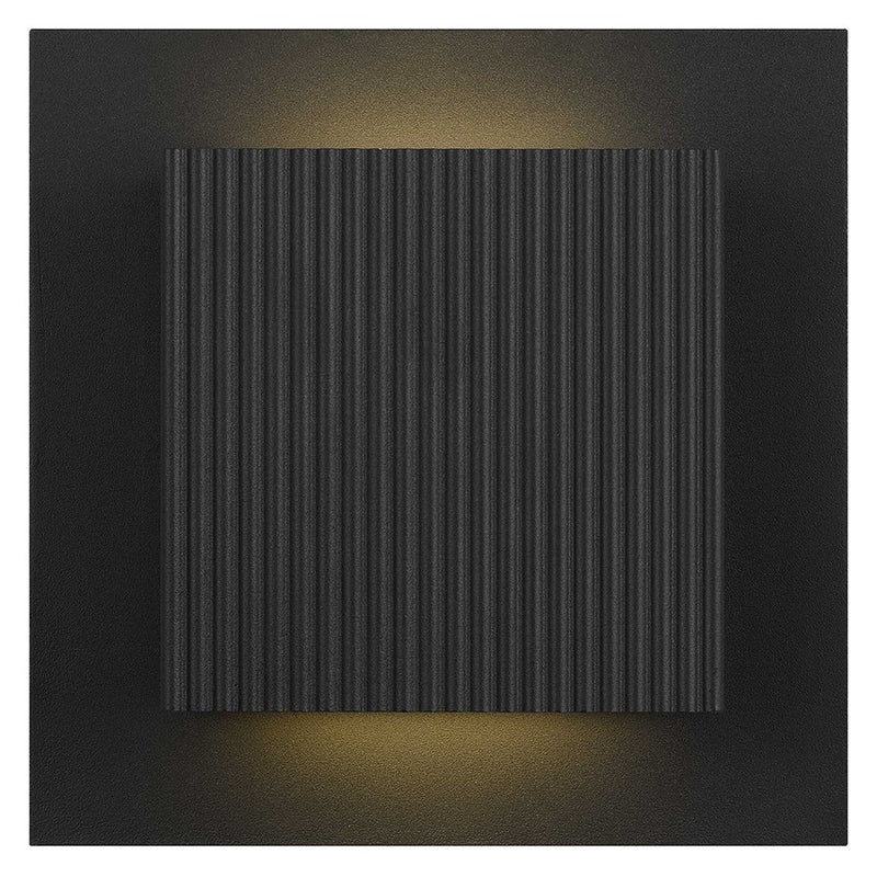 Alteck Miami 8in 1-Light LED Outdoor Sconce | Art Deco Sand Black Aluminum and Sand Blast Glass | Porch & Entryway | Model AW0060-3CCT-W-BK