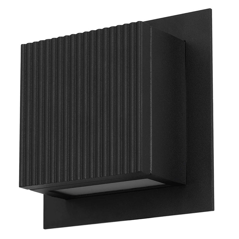 Alteck Miami 6.25in 1-Light Outdoor Sconce | Art Deco Sand Black and Sand Blast Glass | Entryway & Patio | Model AW0061-3CCT-W-BK