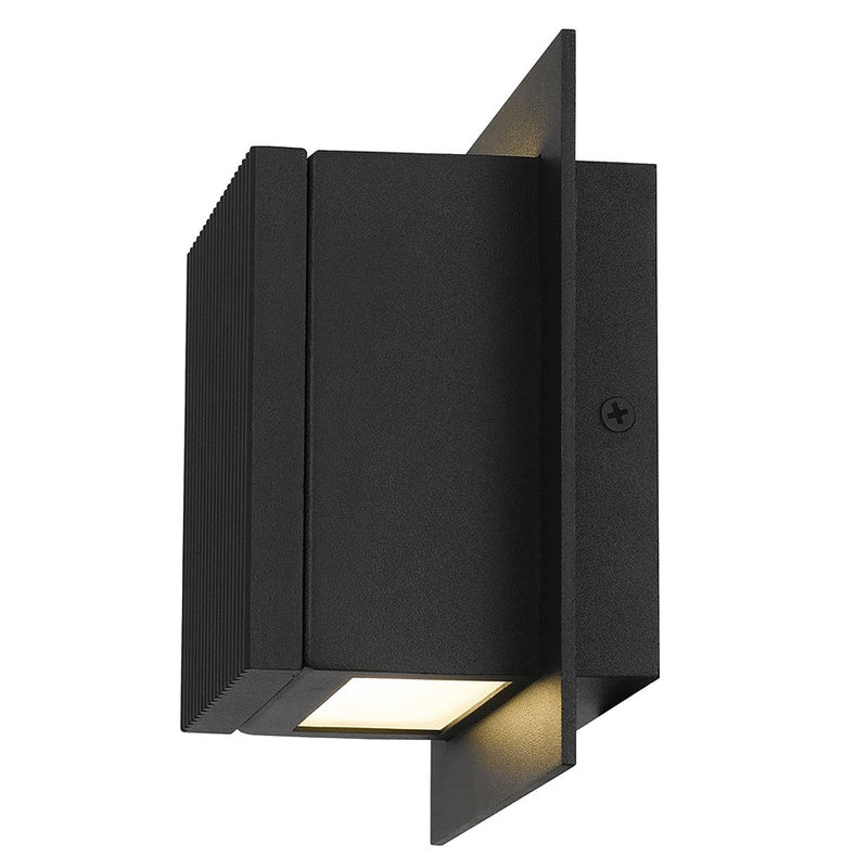 Alteck Miami 6.25in 1-Light Outdoor Sconce | Art Deco Sand Black and Sand Blast Glass | Entryway & Patio | Model AW0061-3CCT-W-BK