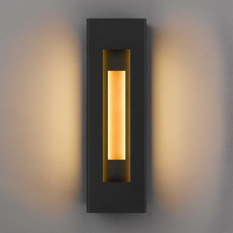 Alteck Layer 18in 1-Light LED Outdoor Wall Sconce | Contemporary Sand Black and Frosted Acrylic | Entryway & Patio | Model AW0079-3CCT-W-BK