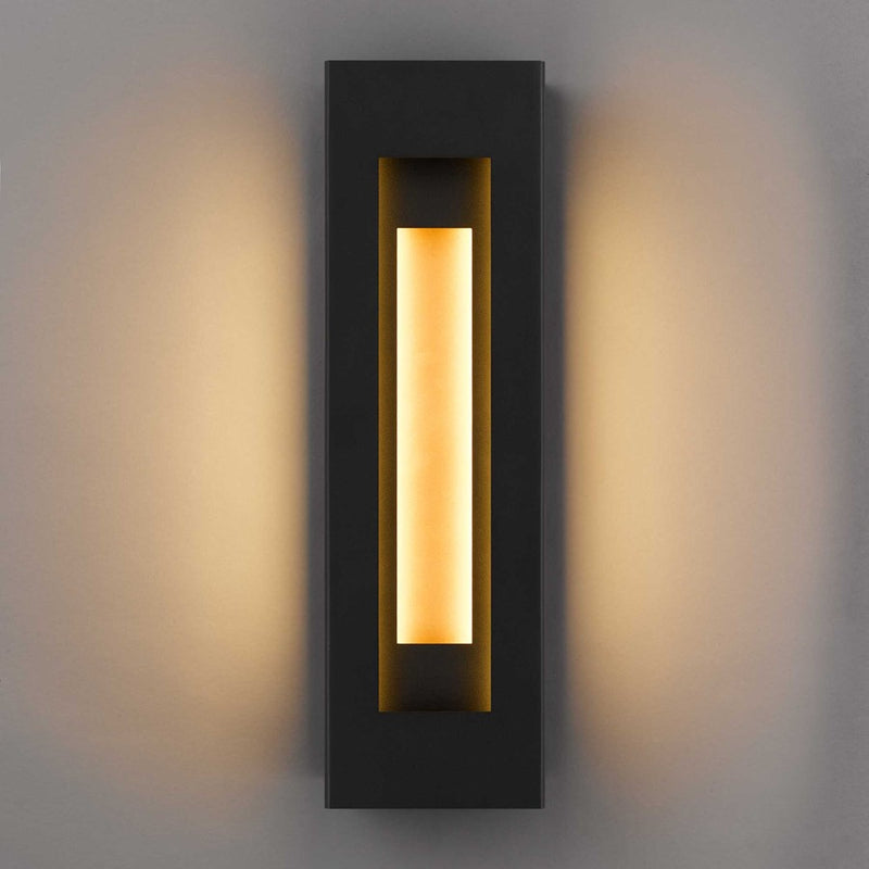 Alteck Layer 22in LED Outdoor Wall Sconce | Contemporary Sand Black and Frosted Acrylic | Covered Patio & Entryway | Model AW0080-3CCT-W-BK