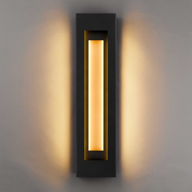 Alteck Layer 30in 1-Light LED Outdoor Wall Sconce | Contemporary Sand Black and Frosted Acrylic | Entryway & Patio | Model AW0081-3CCT-W-BK