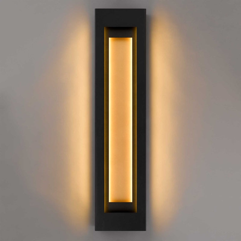 Alteck Layer 38in 1-Light Outdoor Wall Sconce | Contemporary Sand Black and Frosted Acrylic | Entryway & Patio | Model AW0082-3CCT-W-BK