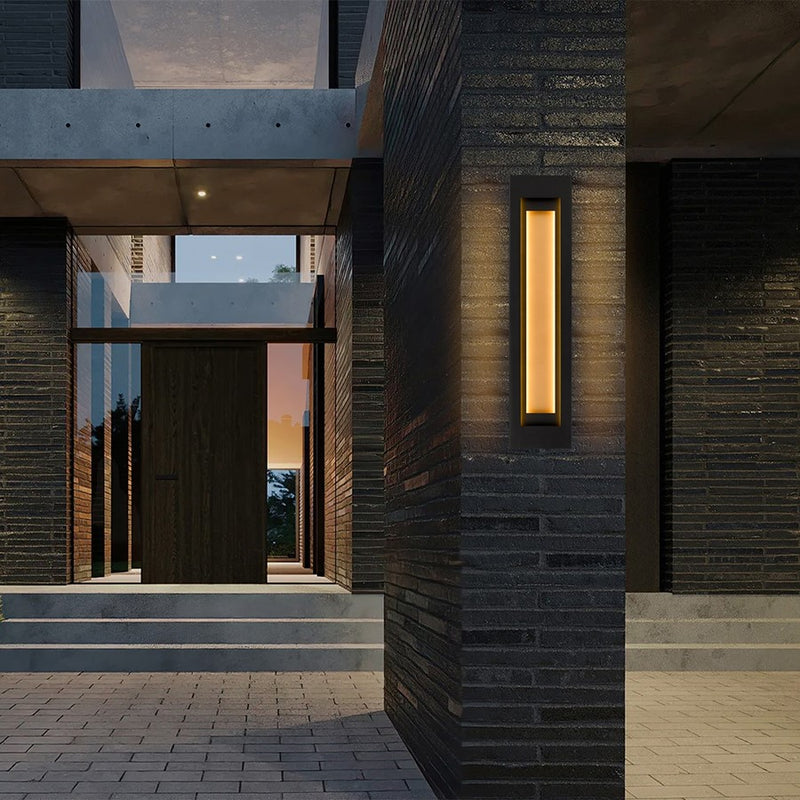 Alteck Layer 38in 1-Light Outdoor Wall Sconce | Contemporary Sand Black and Frosted Acrylic | Entryway & Patio | Model AW0082-3CCT-W-BK