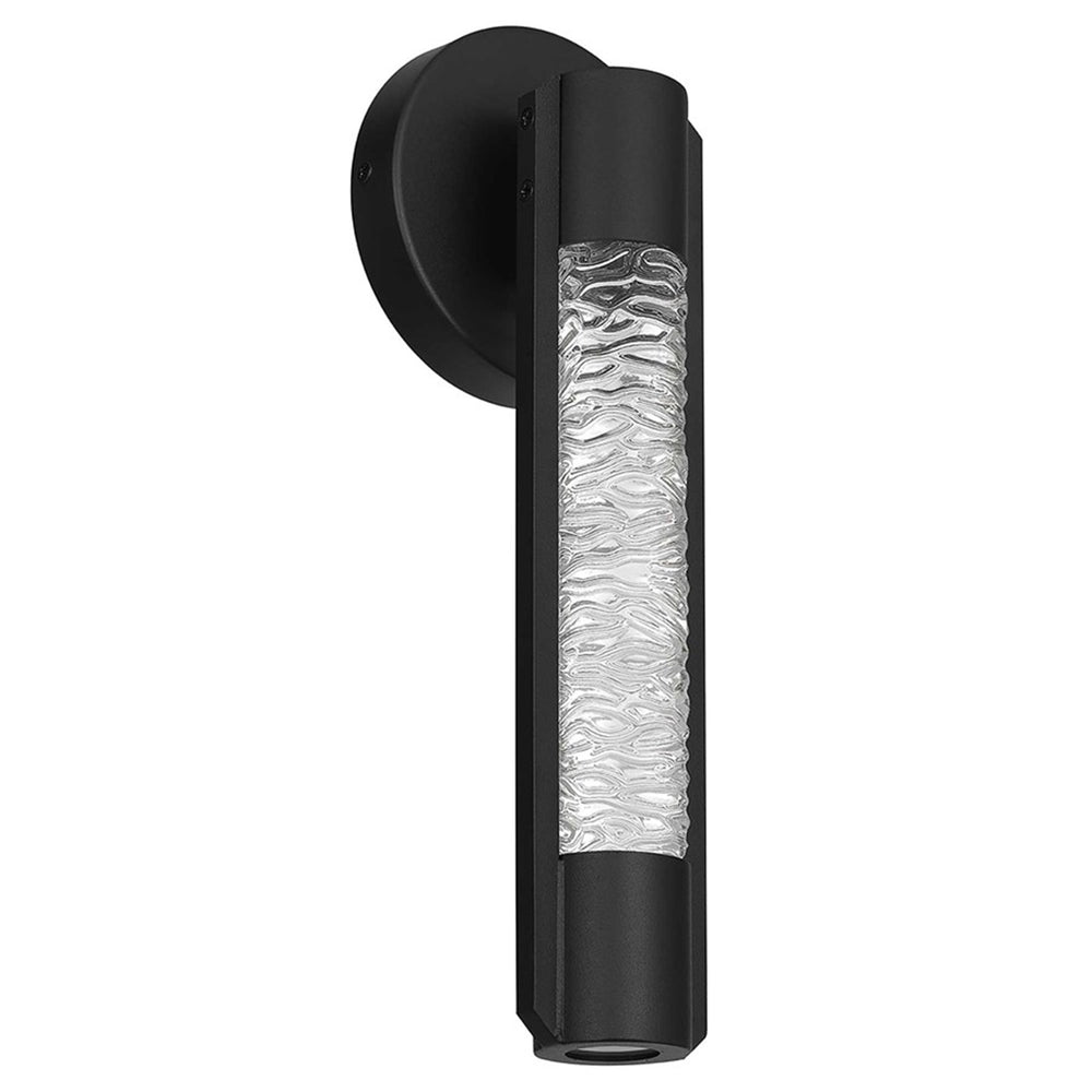 Alteck Tig 14" LED Outdoor Sconce, Black/Clear, Sand Black