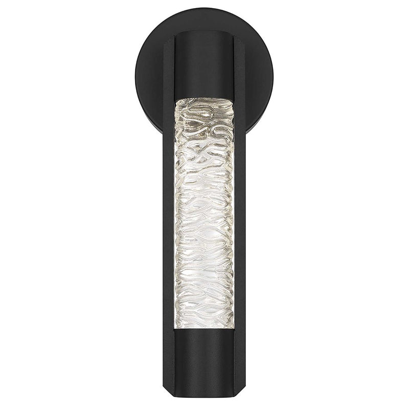 Alteck Tig 14in 1-Light LED Outdoor Sconce | Contemporary Sand Black and Clear Glass | Entryway & Covered Patio | 5 x 14 in | Model AW0087-3CCT-W-BK