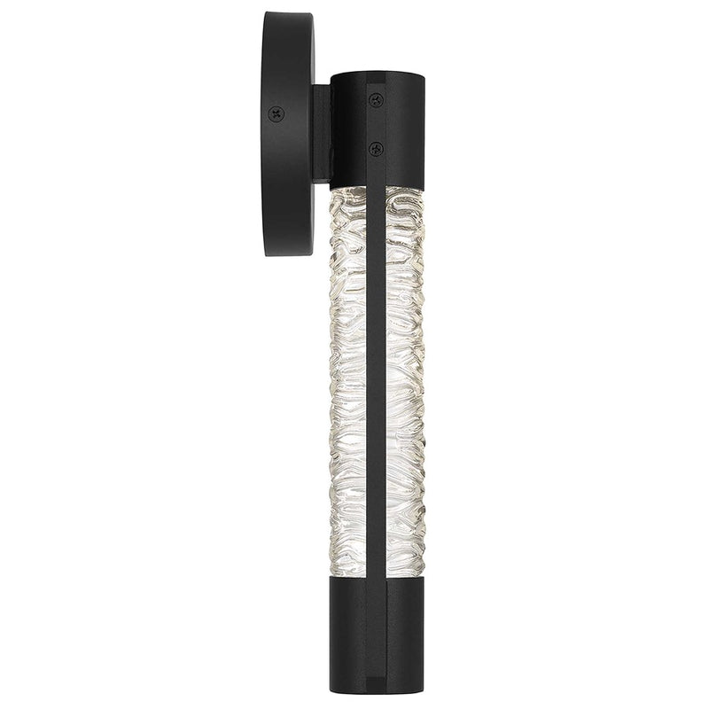 Alteck Tig 14in 1-Light LED Outdoor Sconce | Contemporary Sand Black and Clear Glass | Entryway & Covered Patio | 5 x 14 in | Model AW0087-3CCT-W-BK