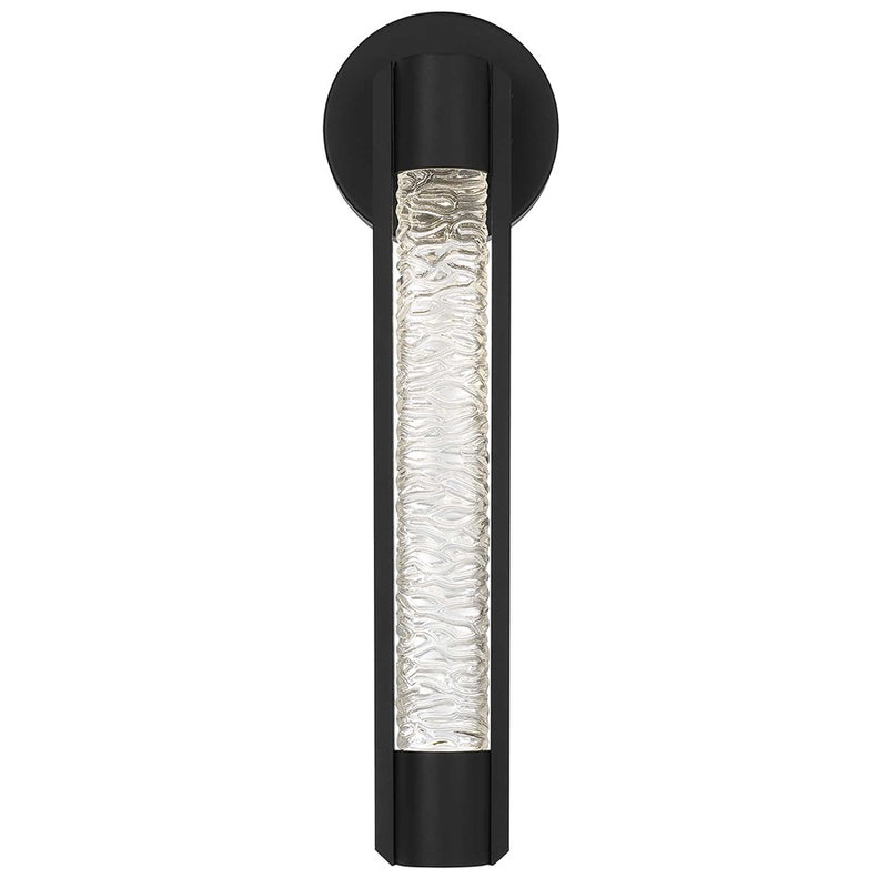 Alteck Tig 18in LED Outdoor Sconce | Contemporary Sand Black Aluminum and Clear Pressed Water Glass | Entryway & Covered | Model AW0088-3CCT-W-BK
