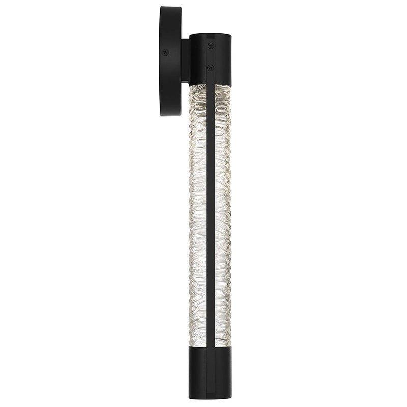 Alteck Tig 18in LED Outdoor Sconce | Contemporary Sand Black Aluminum and Clear Pressed Water Glass | Entryway & Covered | Model AW0088-3CCT-W-BK