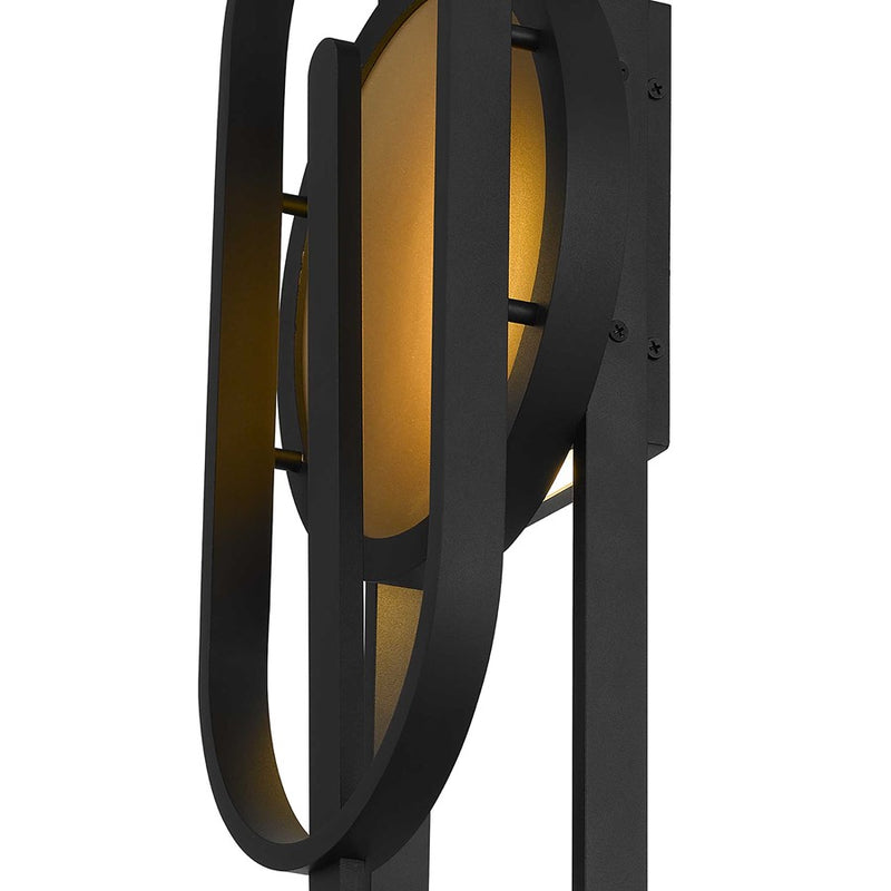 Alteck Raymond 30in LED Outdoor Wall Sconce | Art Deco Sand Black Aluminum and Sand Blast Glass | Entryway & Covered Patio | Model AW0092-3CCT-W-BK