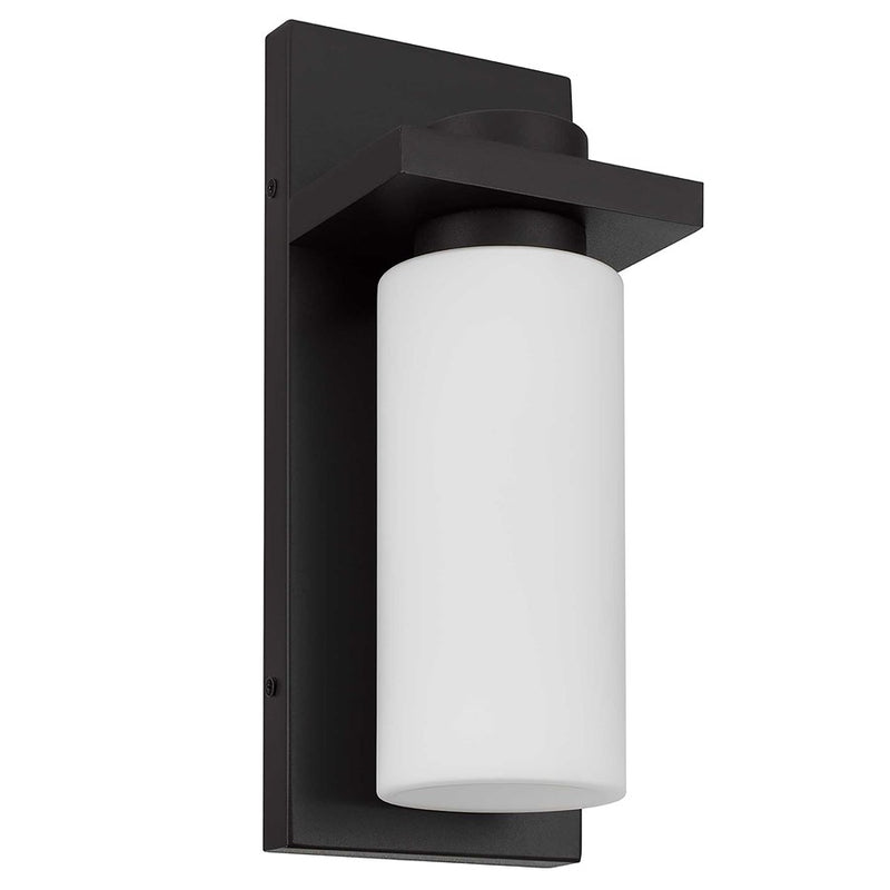 Alteck Kast 14in 1-Light LED Outdoor Wall Sconce | Contemporary Dark Bronze Aluminum and Etched White Opal Glass | Entryway | Model AW0093-3CCT-W-DB