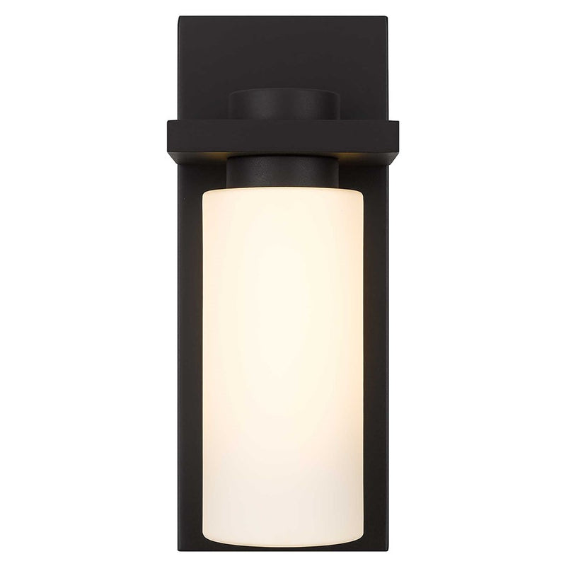 Alteck Kast 14in 1-Light LED Outdoor Wall Sconce | Contemporary Dark Bronze Aluminum and Etched White Opal Glass | Entryway | Model AW0093-3CCT-W-DB