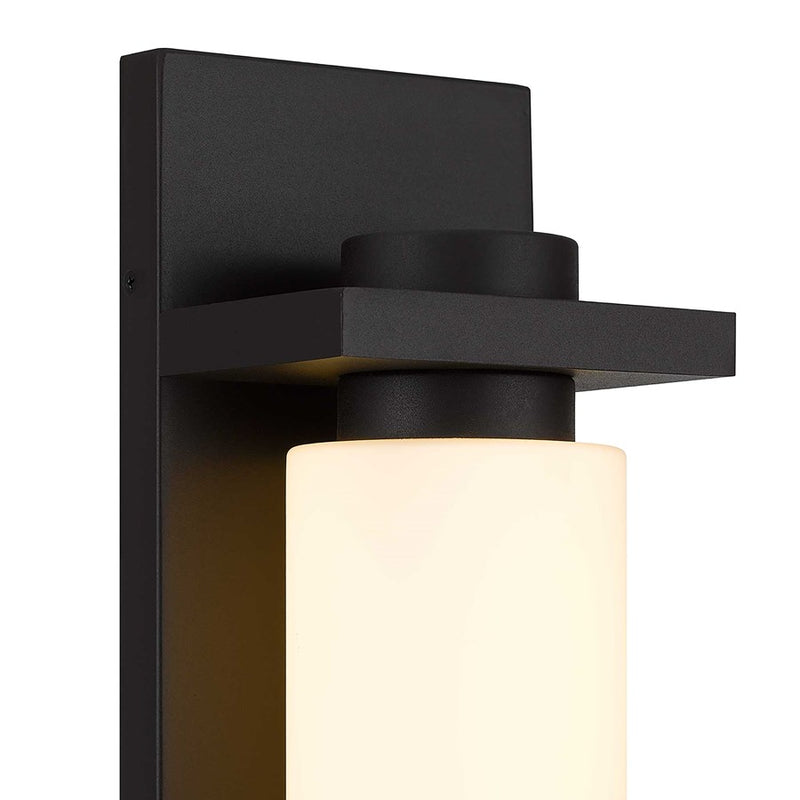 Alteck Kast 14in 1-Light LED Outdoor Wall Sconce | Contemporary Dark Bronze Aluminum and Etched White Opal Glass | Entryway | Model AW0093-3CCT-W-DB