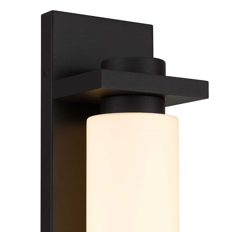 Alteck Kast 19in 1-Light LED Outdoor Wall Sconce | Contemporary Dark Bronze and Etched White Opal Glass | Entryway & Patio | Model AW0094-3CCT-W-DB